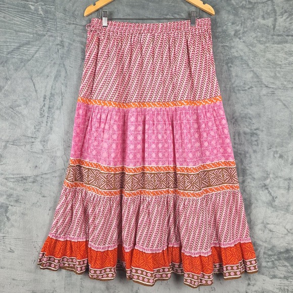 White Stag Skirt‎ Large Boho Peasant Tiered Prairie Festival Maxi Modest Sequins - Picture 8 of 9